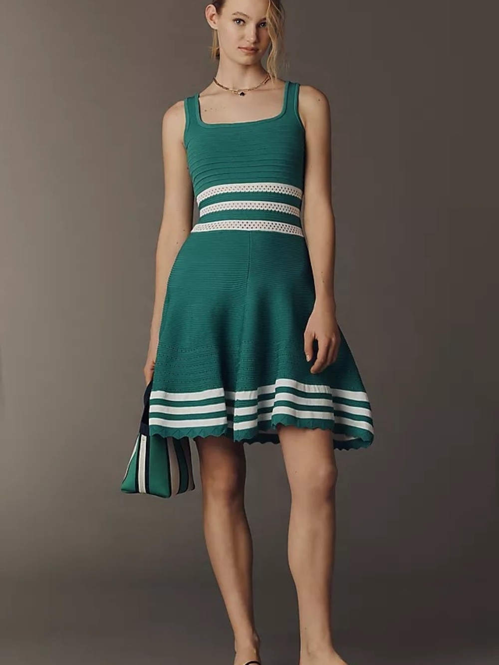 Maeve sleeveless, square-neck, A-line sweater dress. Size XS